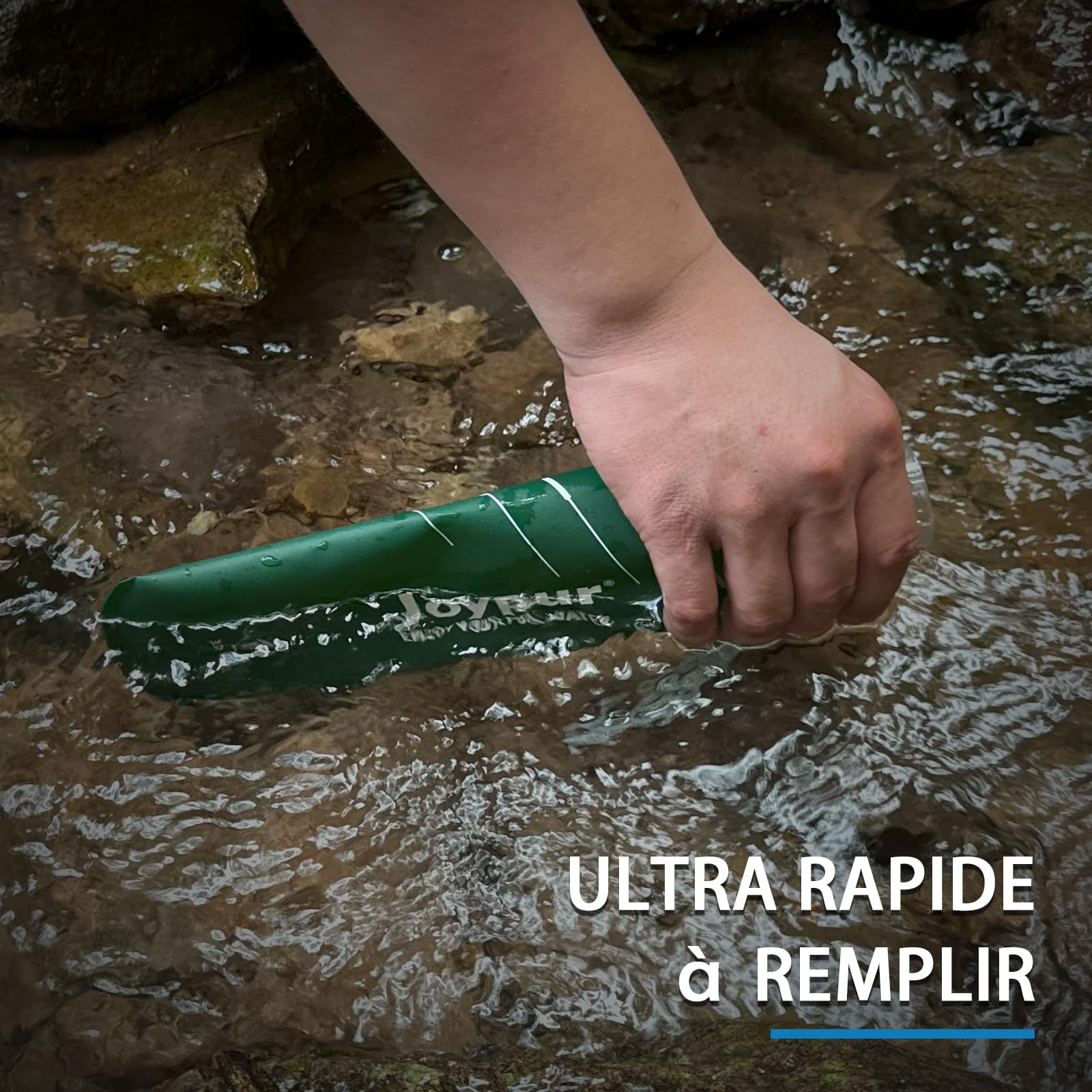 Bouteille Eau Pliable avec Filtre 1L, Filtre à Eau Portable 3 Couches, Élimine 99.9999% des Impuretés, Ultra-léger 100g, Pour Randonnée Camping Survie, TPU Qualité Alimentaire Vert