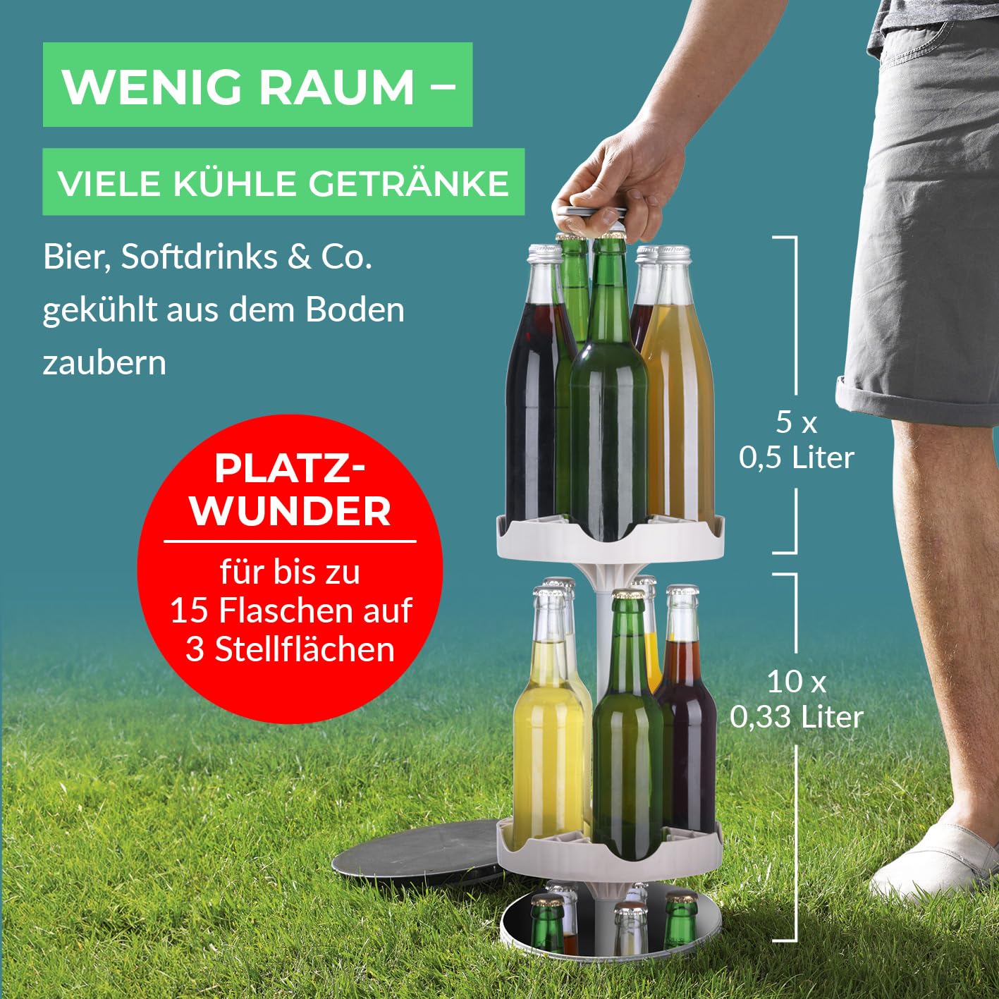EASYmaxx Flaschenkühler Outdoor | Erdloch- Bierkühler, Camping Kühlschrank, Flaschenkühlschrank | bis zu 15 Flaschen | Highlight im Garten, Outdoorküche und Terrasse