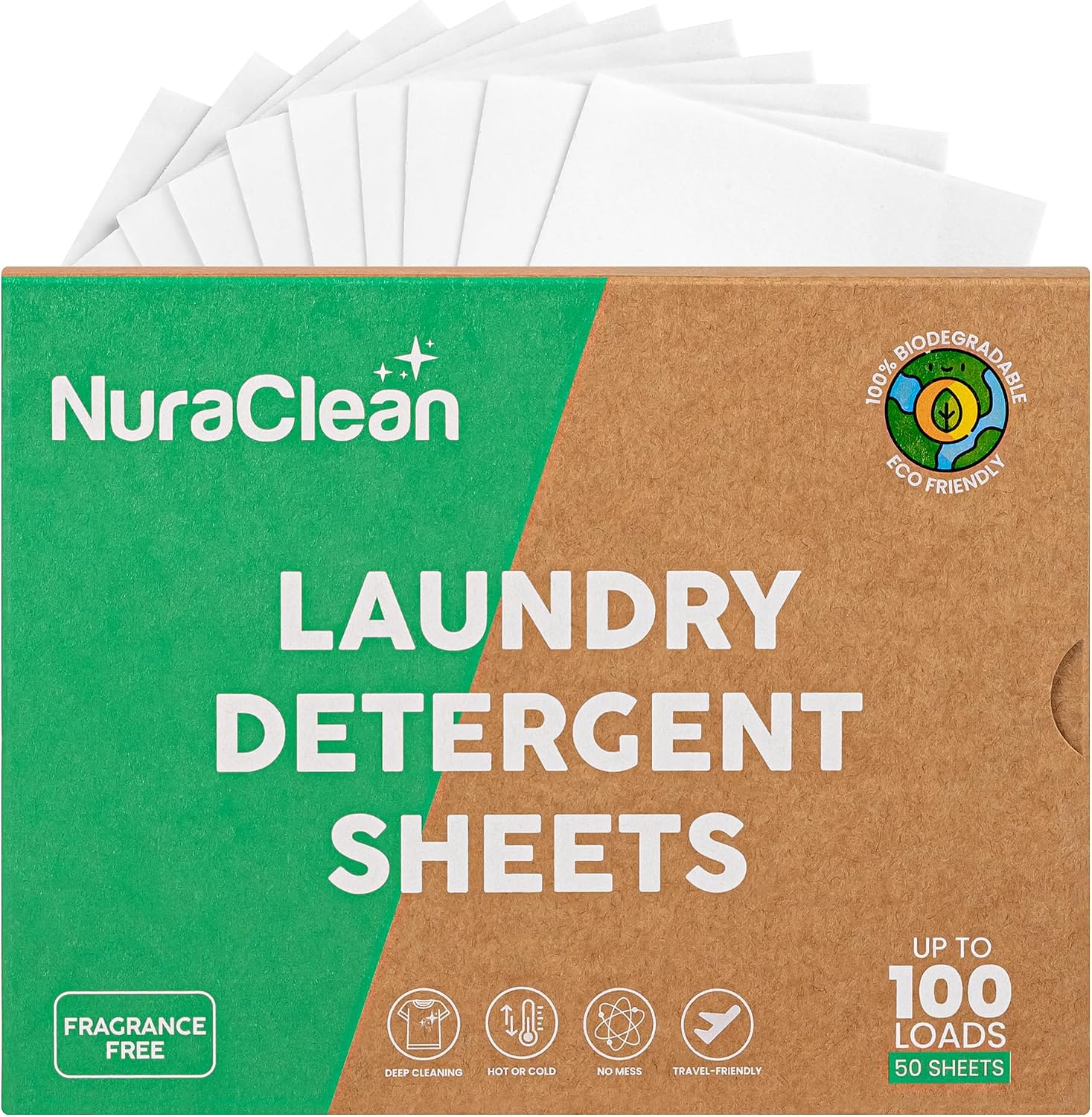 Laundry Detergent Sheets – Unscented, 50 Sheets, 100 Loads