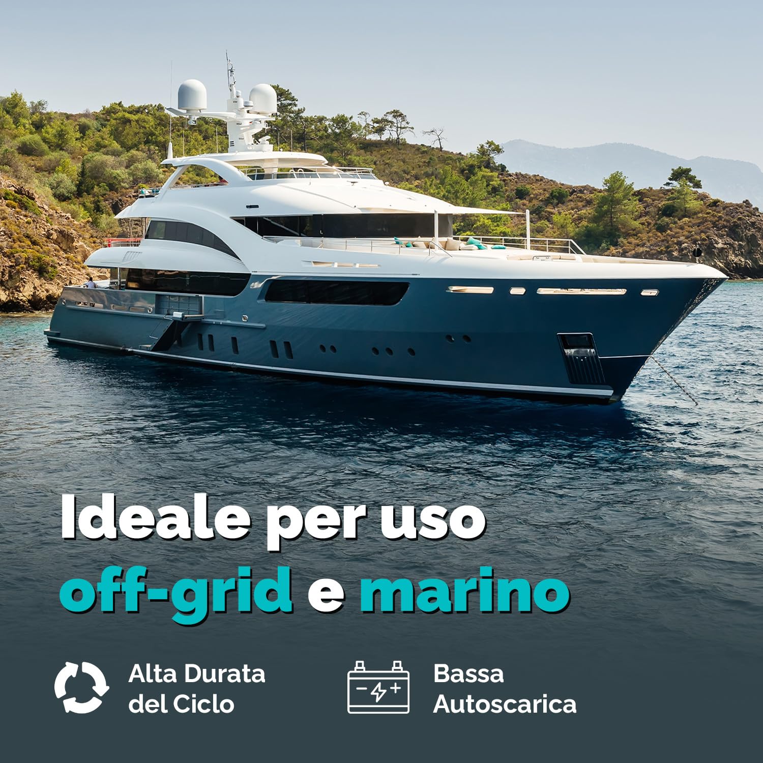 Batteria AGM 80Ah 12V Deep Cycle – Accumulatore a Scarica Profonda per Barca, Camper, Auto, Impianti Solari – Non richiede manutenzione, Uso Nautico e Off Grid