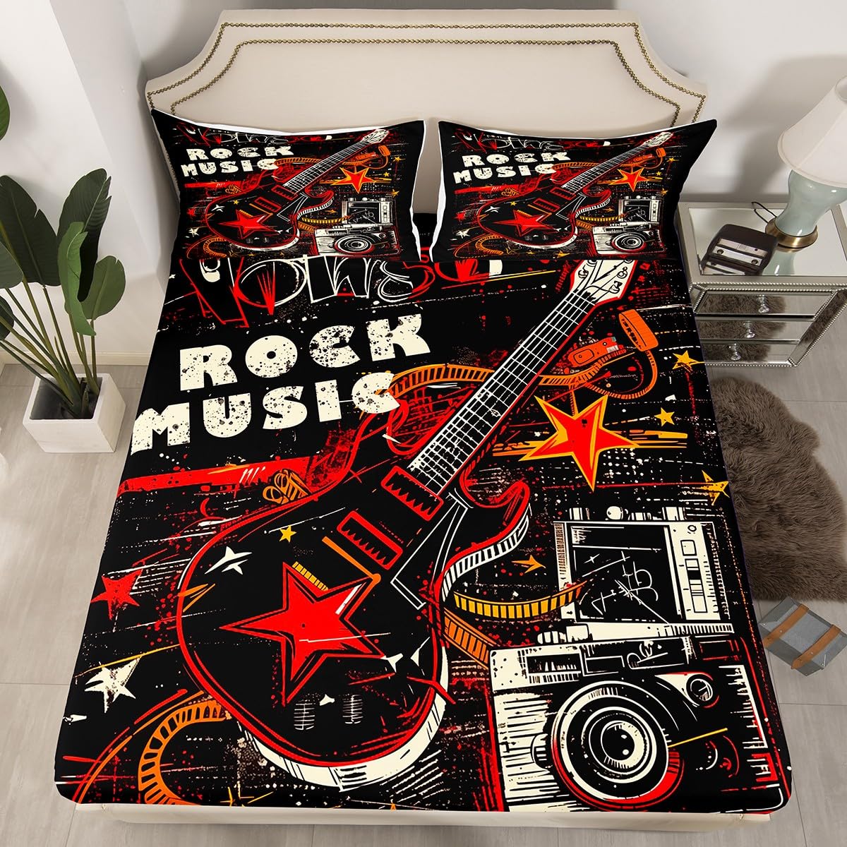 Drap-housse guitare rock pour transformer la chambre des enfants et des ados passionnés