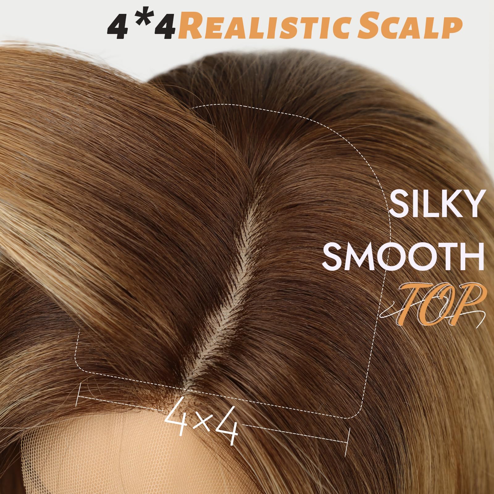 18 Inch Wavy Synthetic Wig with Curtain Bangs and Lace Hairline