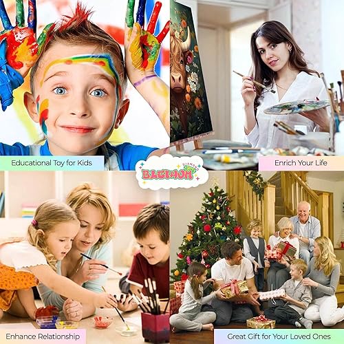 Miniatura 7 de bleihum Kit de pintura de vaca por números para adultos, pintura por números de vaca de las tierras altas, pintura por números, perfecta para