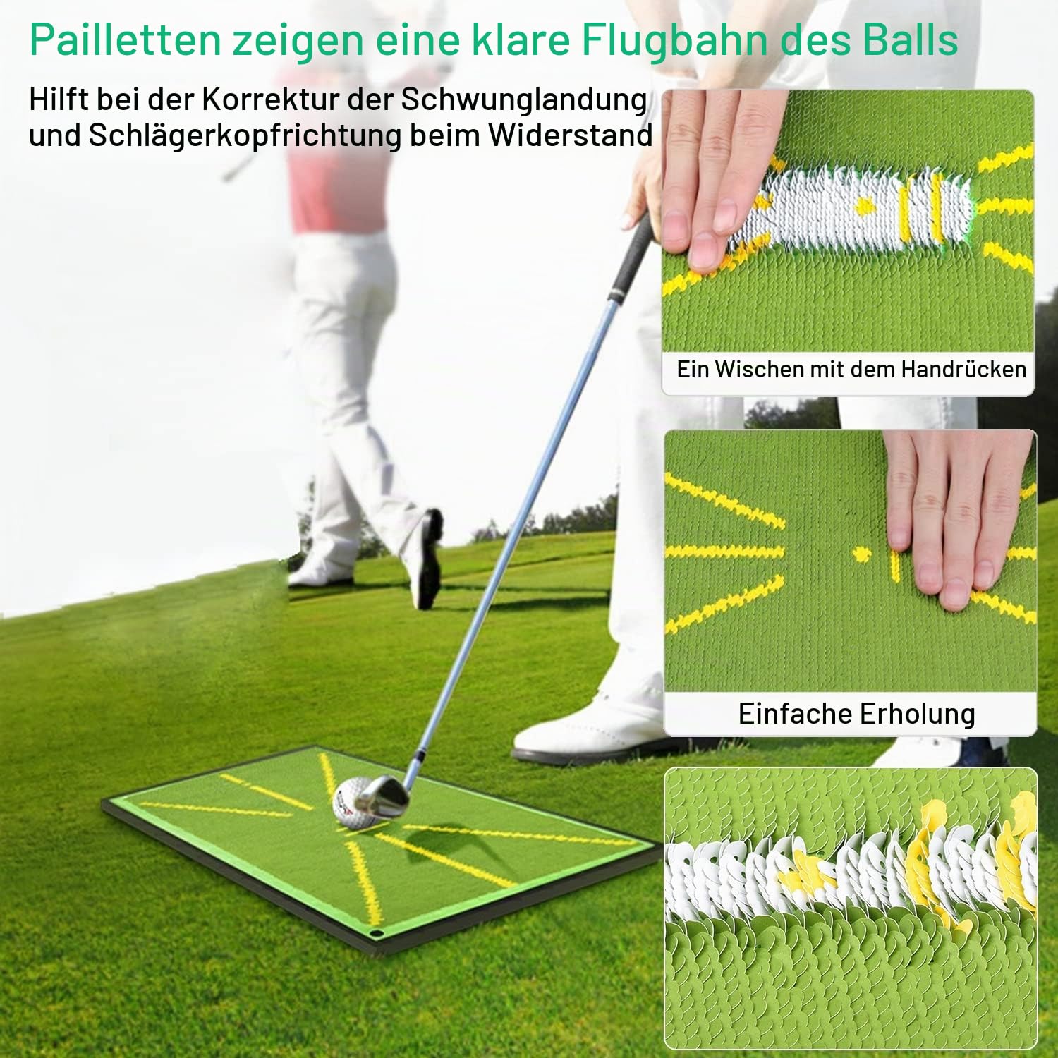 14 Stücke Golf Trainingsmatte Set,50x25cm Golf Trainingshilfen Übungsmatte, Swing Detection Batting Trainingshilfen, für Outdoor, Lndoor Tragbare Swing Practice Mat