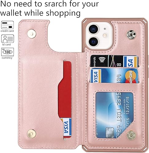 Miniatura 130 de Cavor for iPhone 11 Wallet Case with Card Slots Holder,Premium PU Leather Kickstand Feature Case [Wrist Strap] Double Magnetic Clasp Shockproof Flip