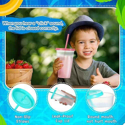 Vista 55 de Mifoci 12 vasos de plástico con tapas y pajillas, vasos de plástico reutilizables, vaso a granel con popote y tapa, vaso helado para beber agua