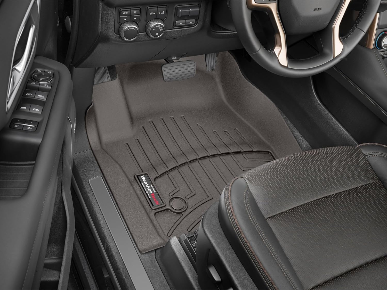 WeatherTech Custom Fit FloorLiners for Cadillac Escalade-V, Suburban, Escalade ESV - 1st Row (4716321), Cocoa
