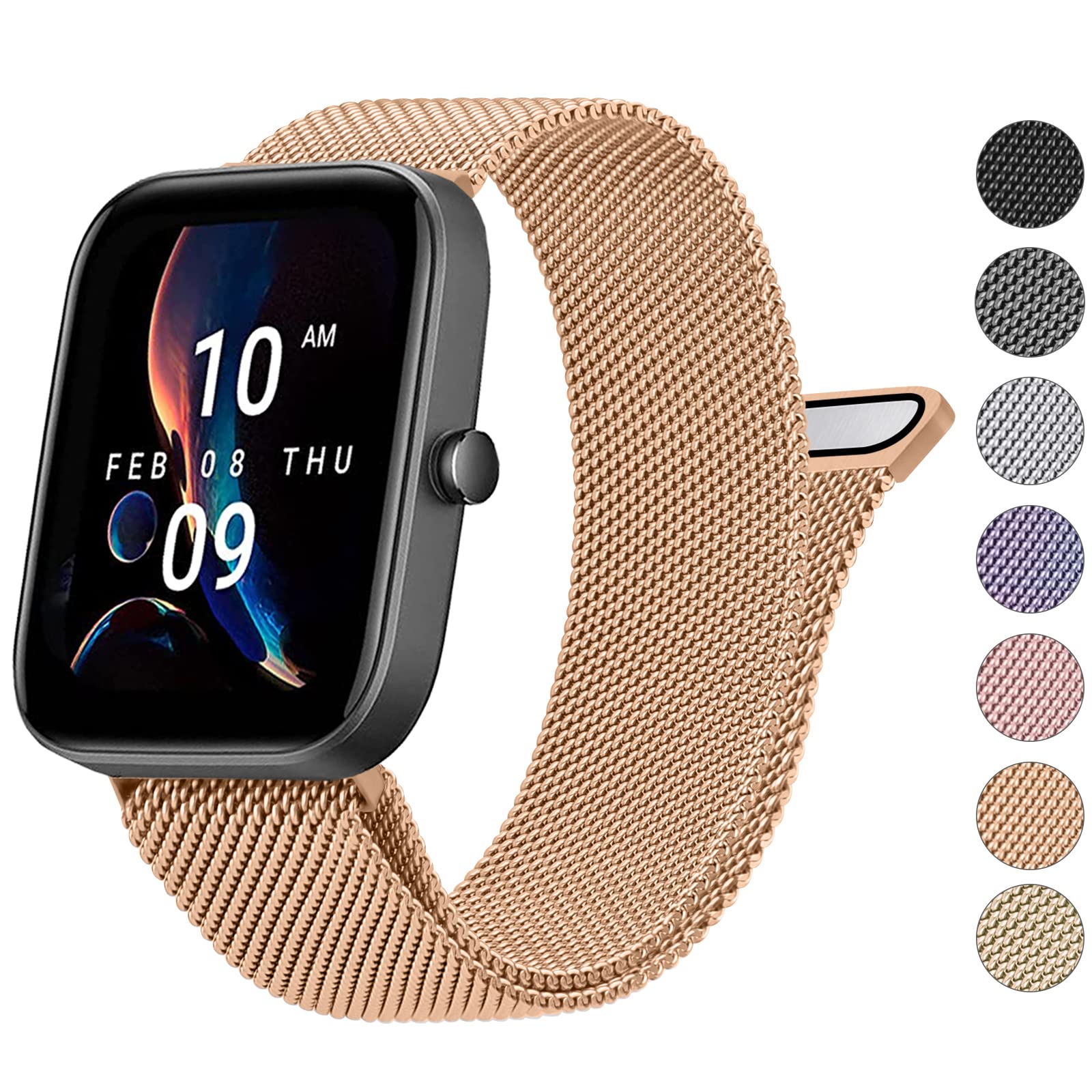 Wanme Metal Bands for Amazfit GTS 4 Mini & 3, 20mm Quick Release Stainless Steel Replacement Watch Strap for Amazfit Bip 3 Pro/Bip U Pro