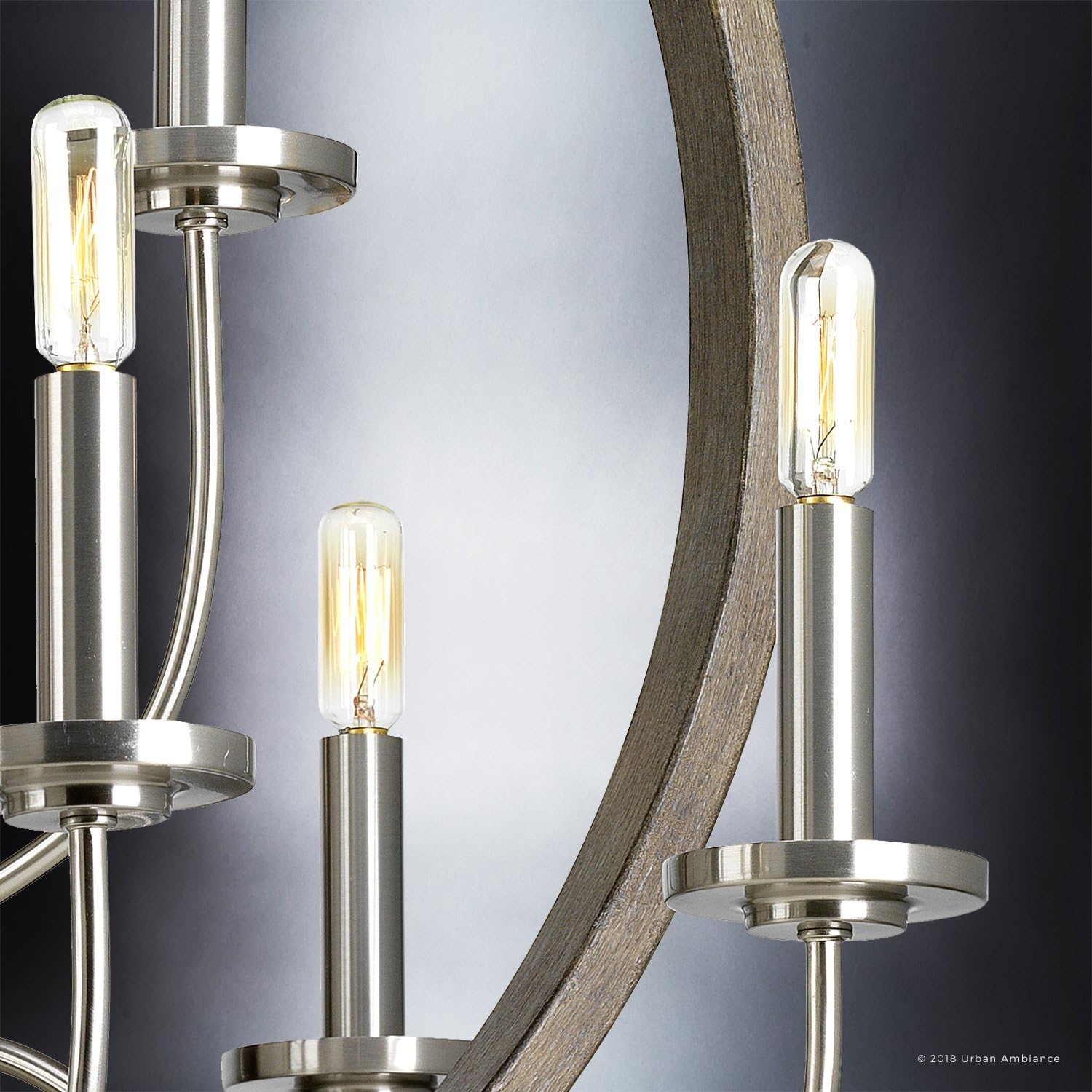 Black Friday Sale 2022 Luxury Modern Farmhouse Chandelier, Large Size: 28.75H x 32W, with English Country Style Elements, Brushed Nickel Finish, UHP2371 from The Dunkirk Collection by Urban Ambiance