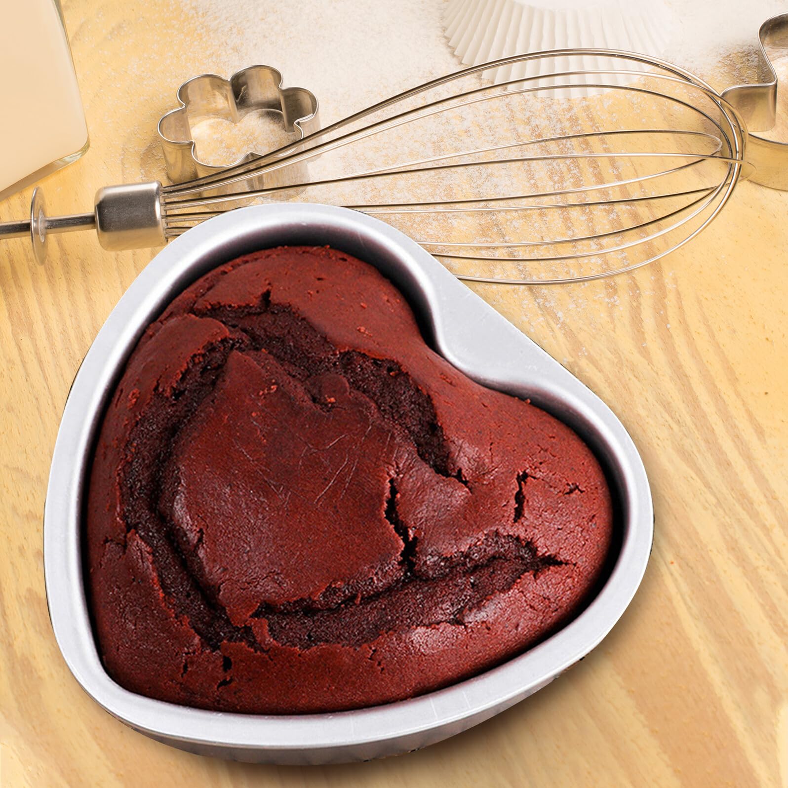 ERINGOGO Molde para Pastel Creativo en Forma de Corazón de Aleación de Aluminio Superficie Lisa, Adecuado para Fiestas Navideñas y Repostería Profesional