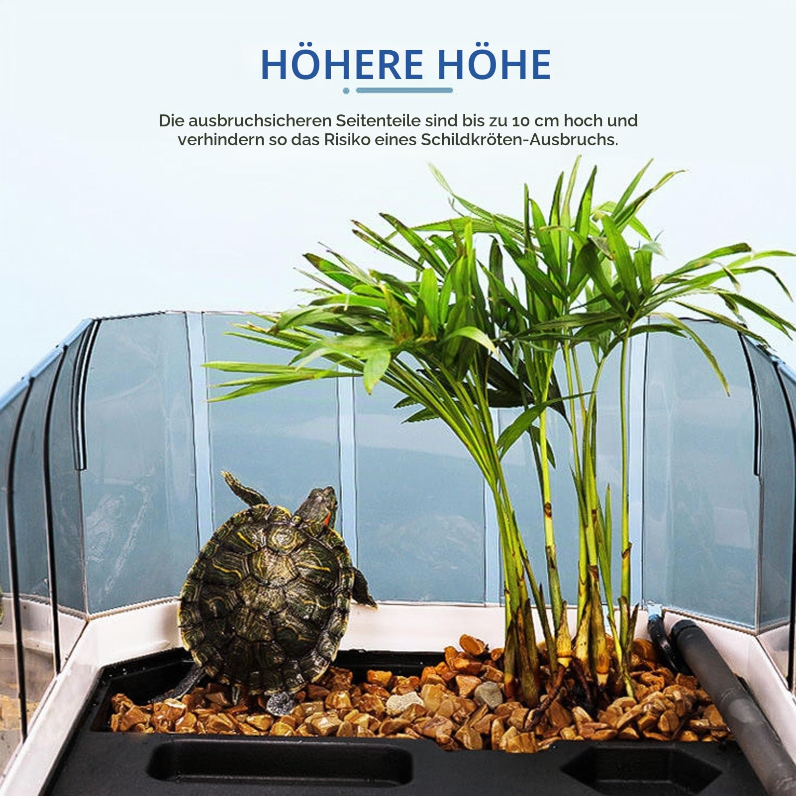 Terrarium Schildkröte - Schildkröten Terrarium Zubehör Wasserschildkröten Aquarium Komplettset mit Deckel | Wasserfiltration im Kreislauf | Terrarien für Reptilien & Amphibien | Turtles-Tank Acryl(Gre