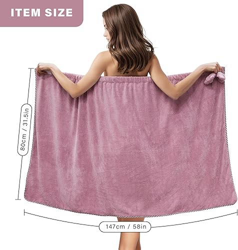 Miniatura 2 de Toallas envolventes de baño para mujer, envoltura ajustable de spa para ducha con bata de baño para hotel, para sauna, playa, piscina, gimnasio,