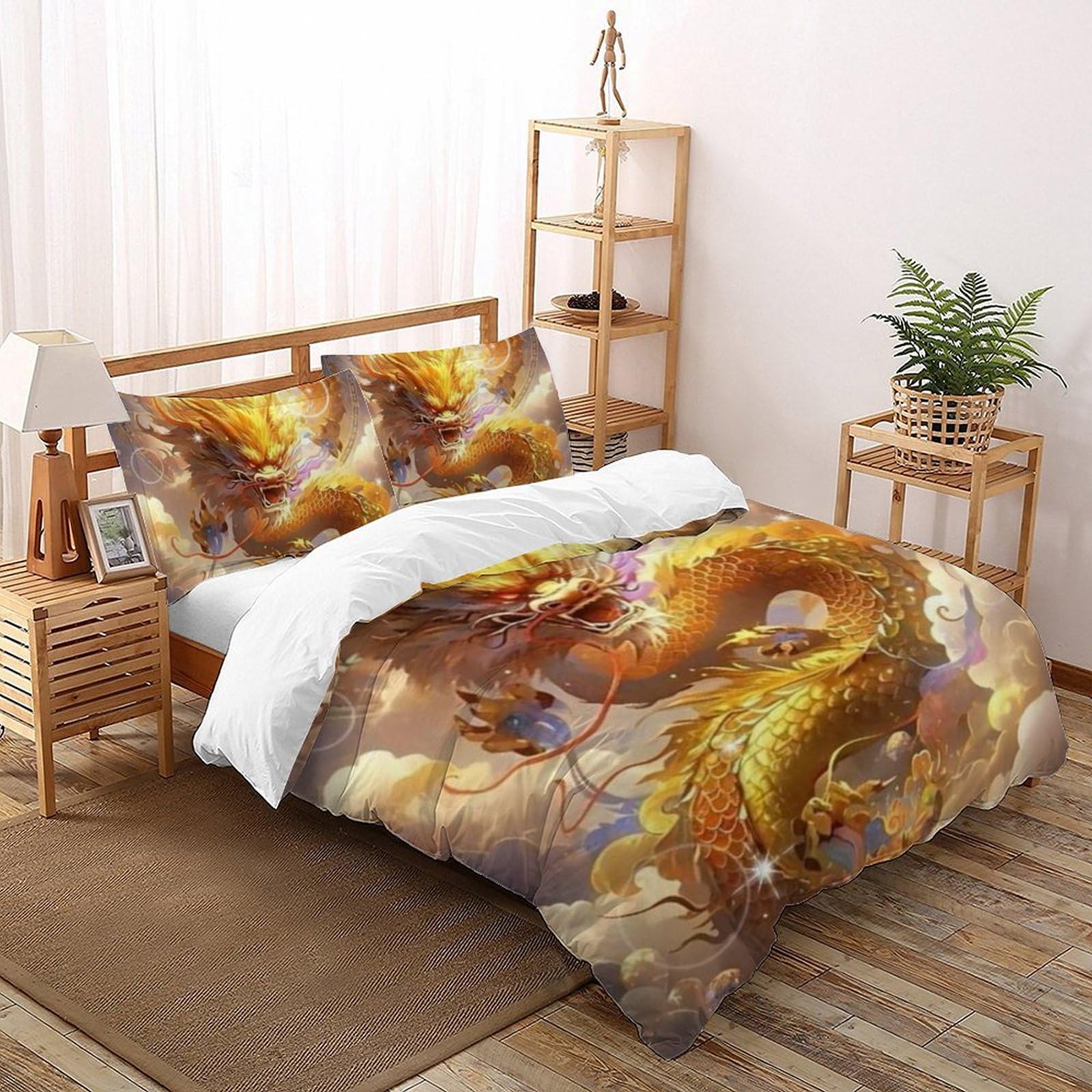 Housse de couette double anti-plis en microfibre 200x200cm flying animauxs à fermeture éclair