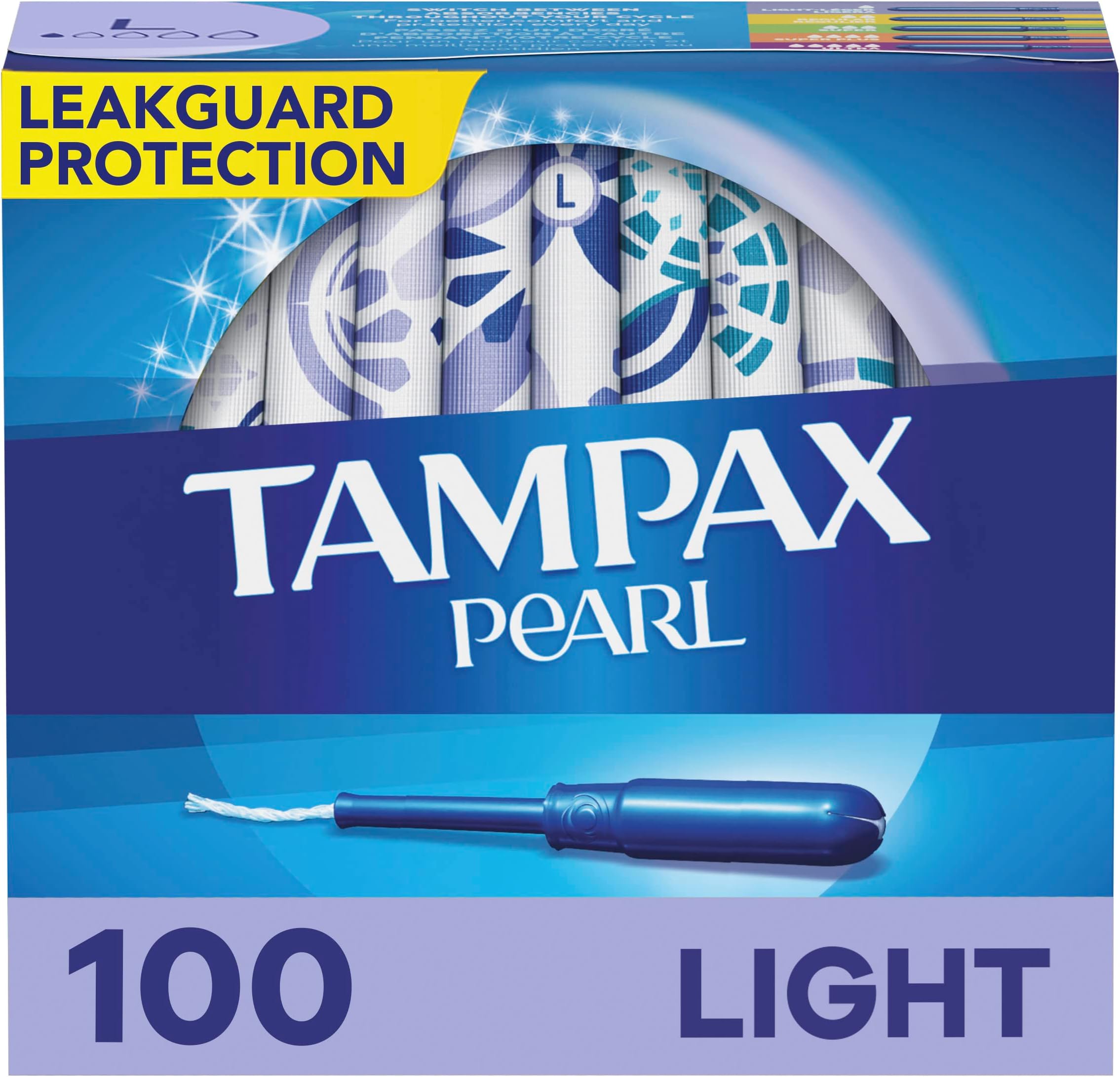 Tampax Pearl Tampons Multipack, Light/Regular/Super Absorbency, With Leakguard Braid