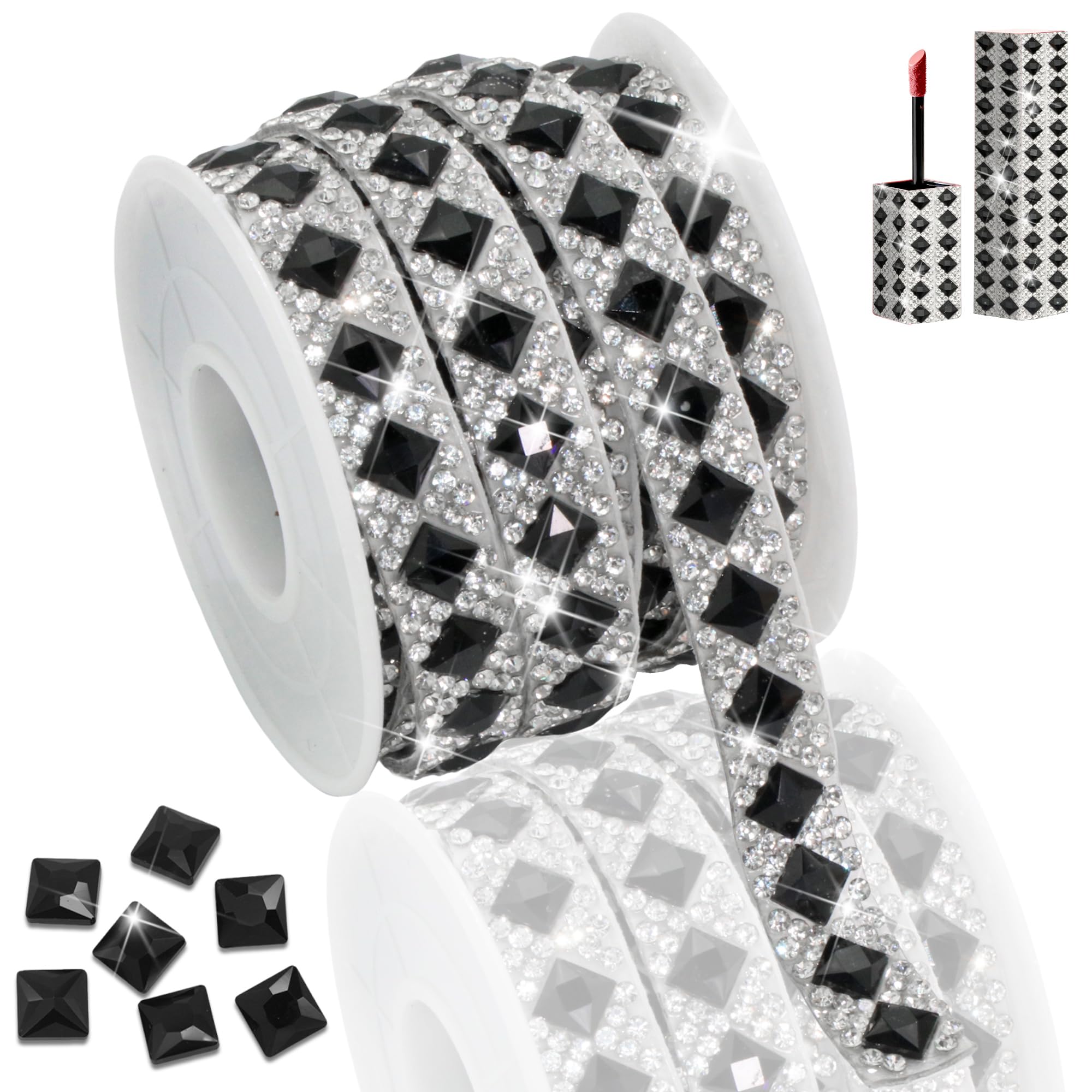 Ruban de strass autocollant noir 1cm x 2,7m pour décoration et loisirs