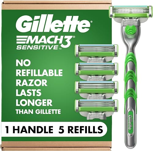 Gillette Mach3 Sensitive Razor — Handle + 5 Refills