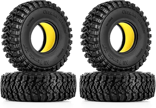 INJORA 1.0 Insertos de goma de silicona y neumáticos todo terreno S5 para TRX4M SCX24 1/18 1/24 Auto de control remoto de oruga de mejora