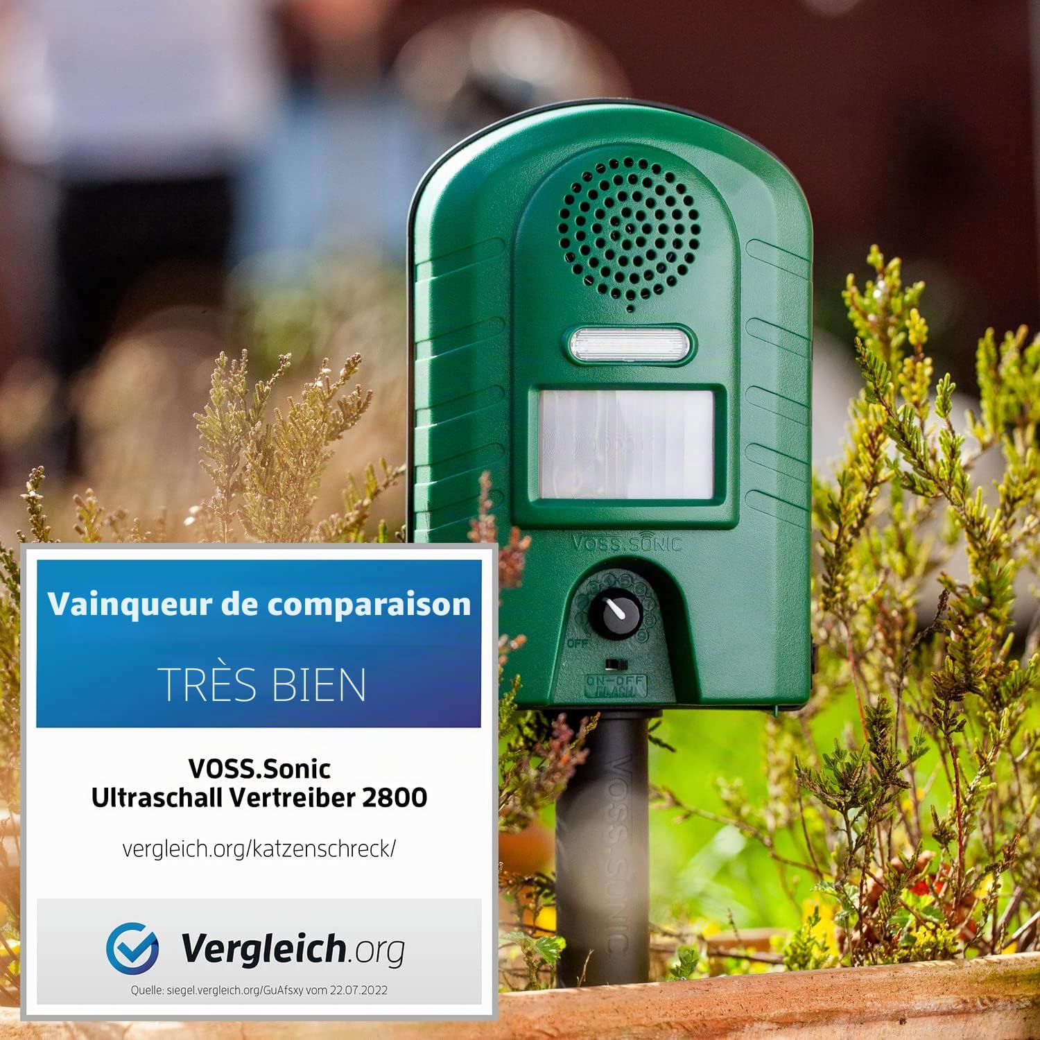 WEITECH Verte Garden Protector 2 Plus - Répulsif Ultrason Chiens et Chats Ultra Sons Wk0052 WK0053