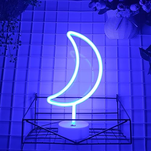 Miniatura 3 de JYWJ Letrero de neón con base de soporte, luz de neón alimentada por USB o 3 pilas AA, decoración de mesa LED, decoración de pared de dormitorio,