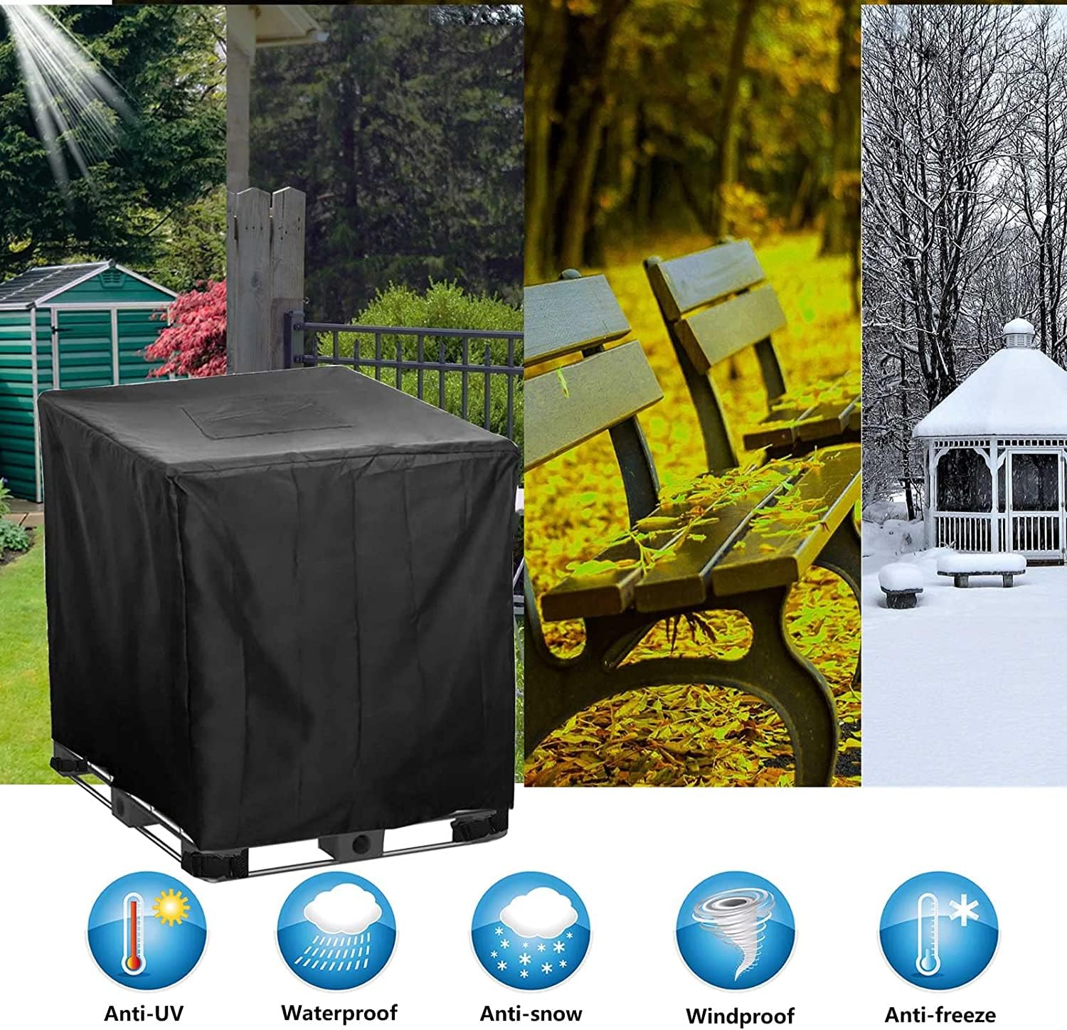 IBC - Funda impermeable para depósito de agua de lluvia 420D, para contenedores IBC de 300L/600L/800L/1000L (tamaño: 800L 120x80x116CM)