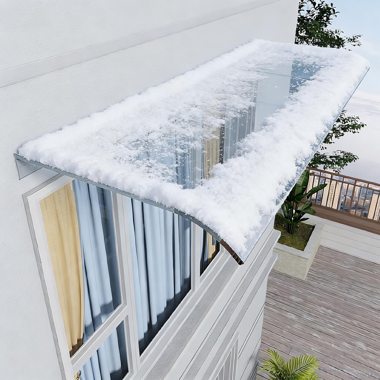 GJMSSMY Outdoor Patio Awning for Doors & Windows, UV Protection & Thermal Insulation Canopy, Polycarbonate Shelter for Garden Furniture, Rain & Snow Cover (40x110cm/16x43)