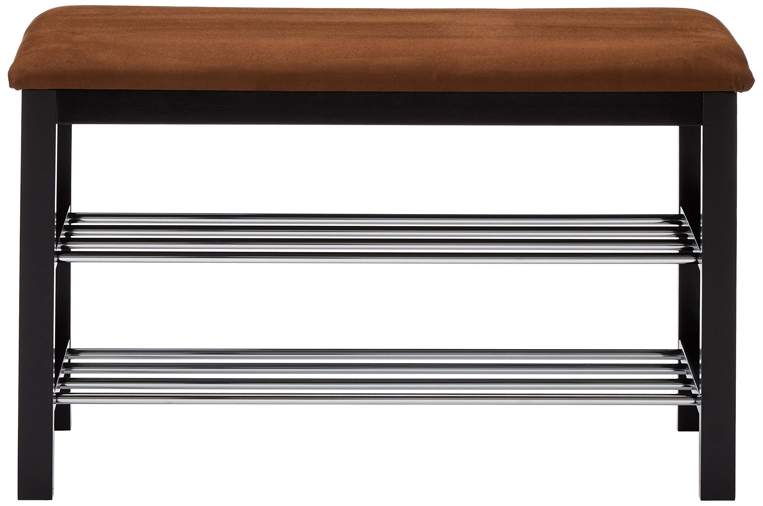 Black / Chocolate Micro Fabric Shoe Rack Storage Organizer & Hallway Bench