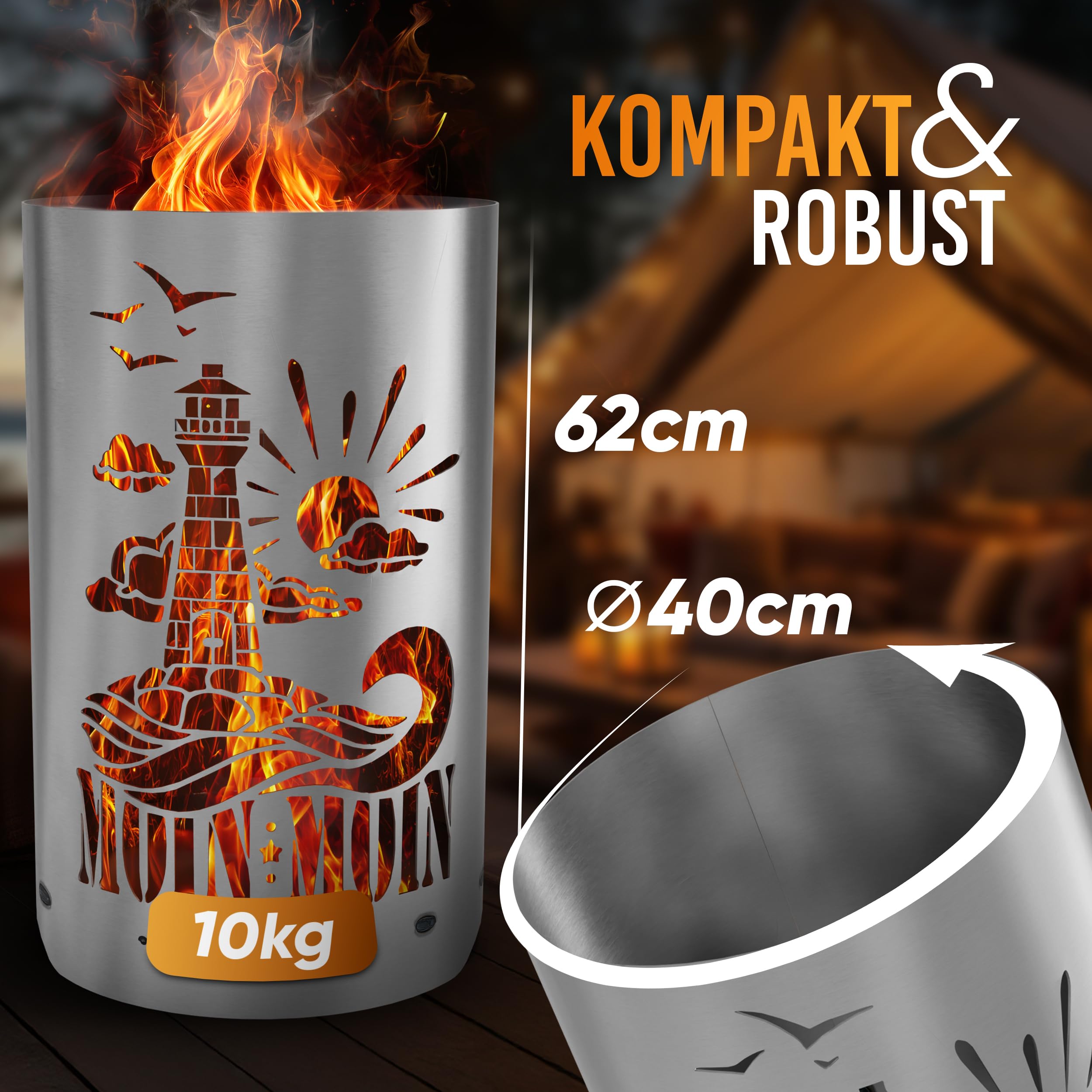 Palenisko, kosz paleniskowy, misa z motywem latarni morskiej/Moin Moin