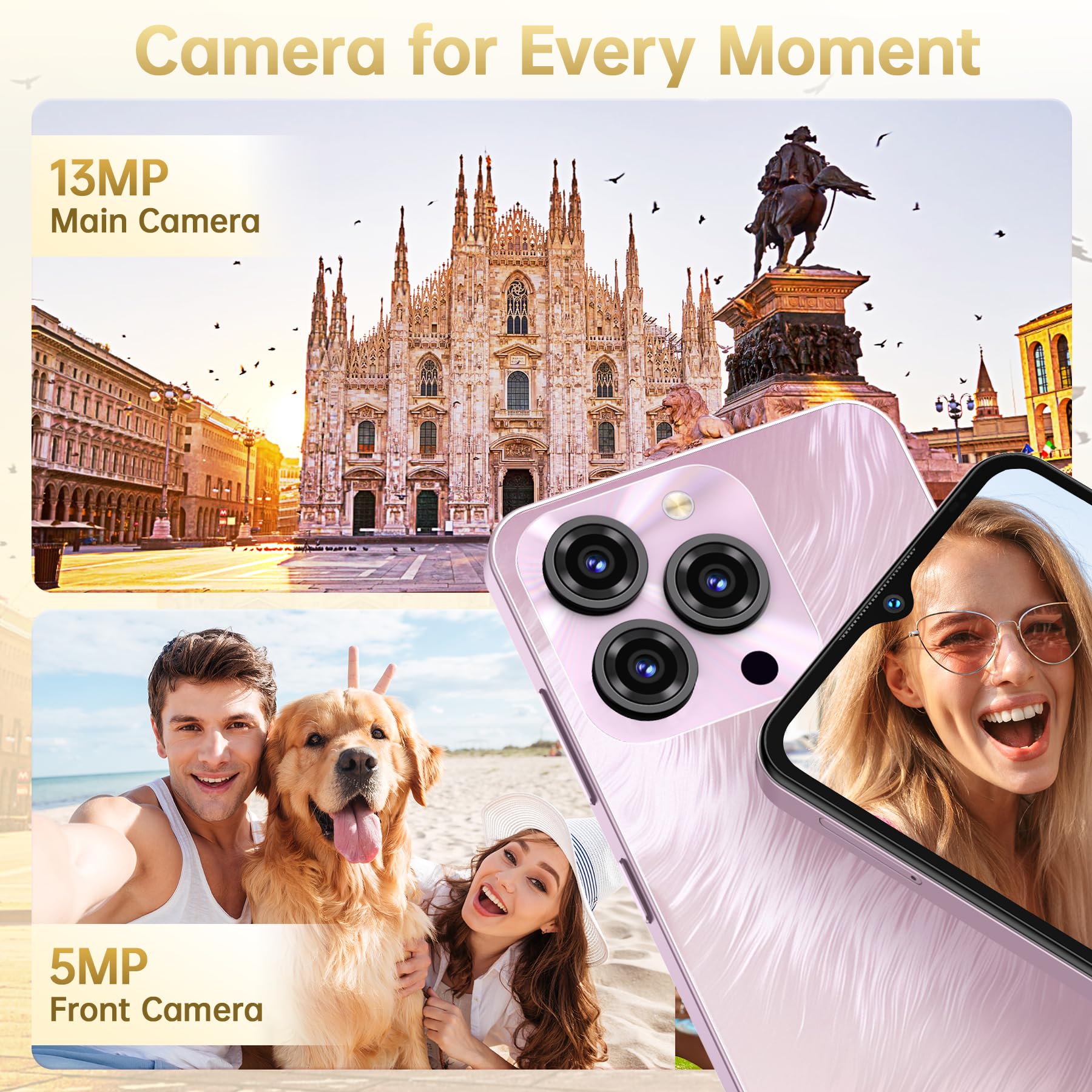 OUKITEL C3 Smartphone, 16GB+128GB/1TB Telefono Cellulare, 6.52" HD+ Smartphone Android, 5000mAh Telefoni Offerta, 13MP+5MP Camera Telefoni Cellulari, Dual 4G SIM Cellulari/Face ID/OTG/GPS/3.5mm Jack