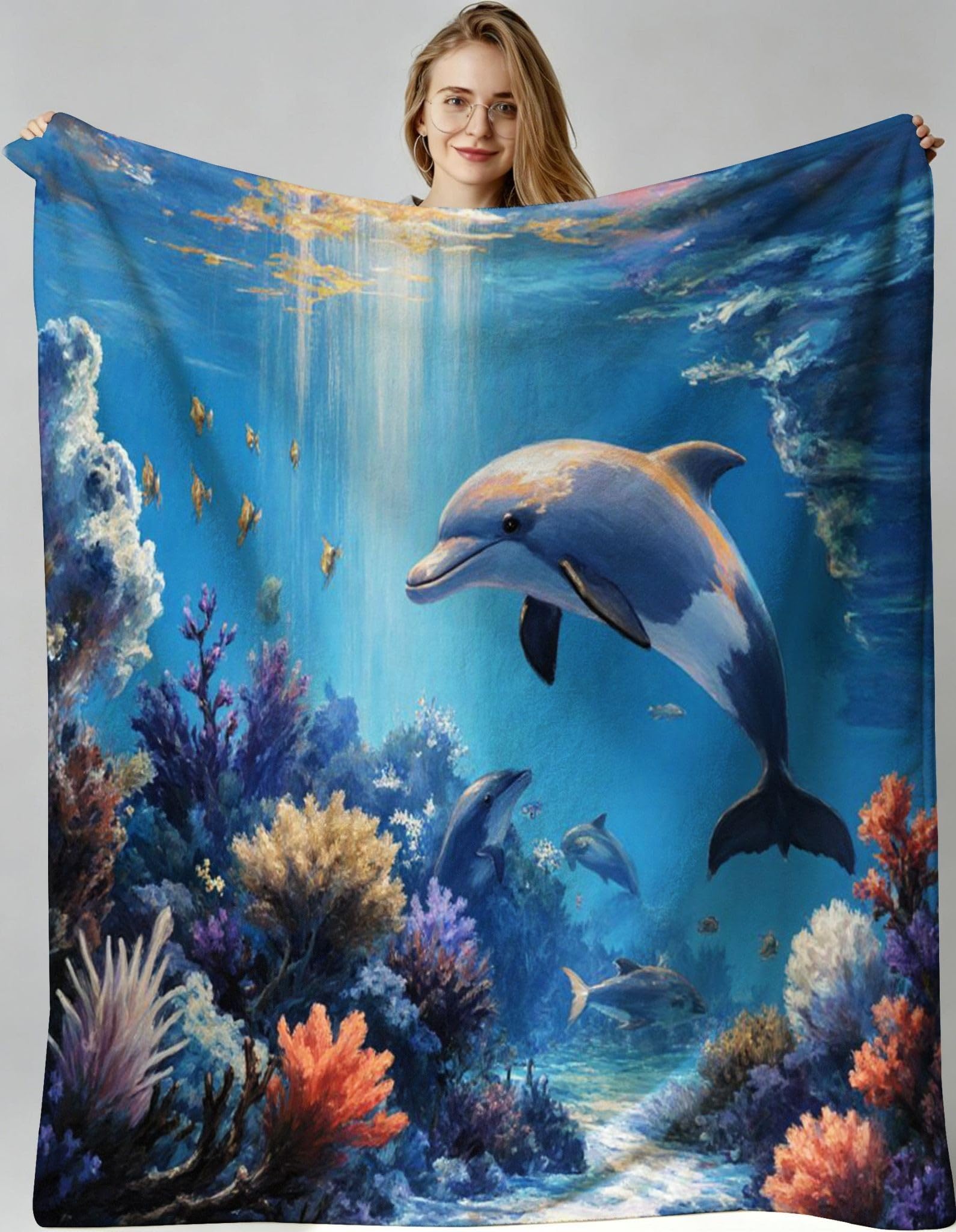 Couverture polaire dauphin 150x200 pour des soirées cocooning chaleureuses sur le canapé