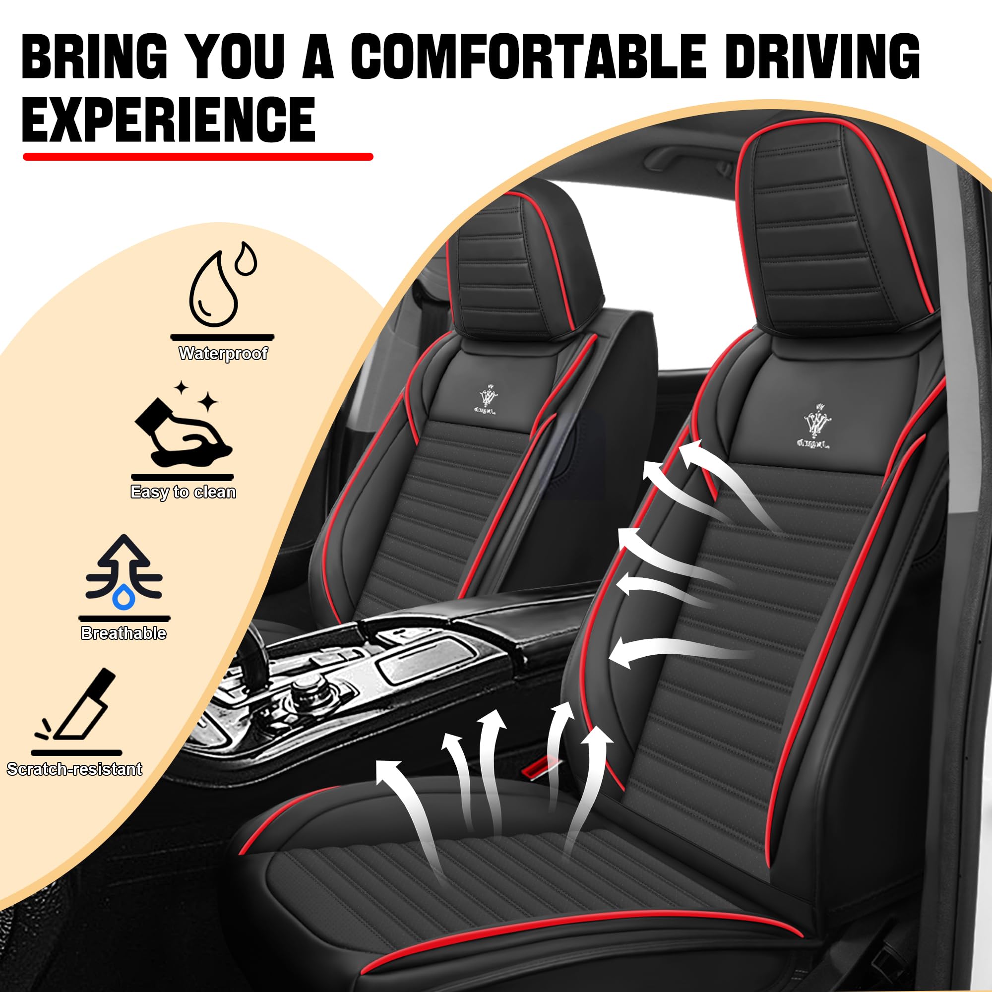 Car Seat Cover for Honda Civic 2003-2026 Full Coverage Nappa Leather Car Seat Protector Fashion Anti-Slip Waterproof Breathable — view 2