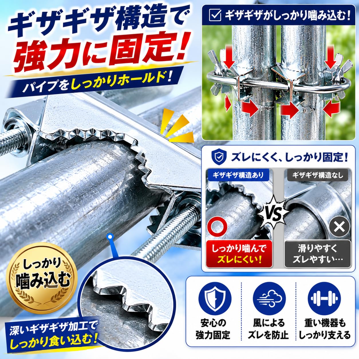 Amazon.co.jp: アンテナマスト クランプ ダブル 4個セット Uボルト