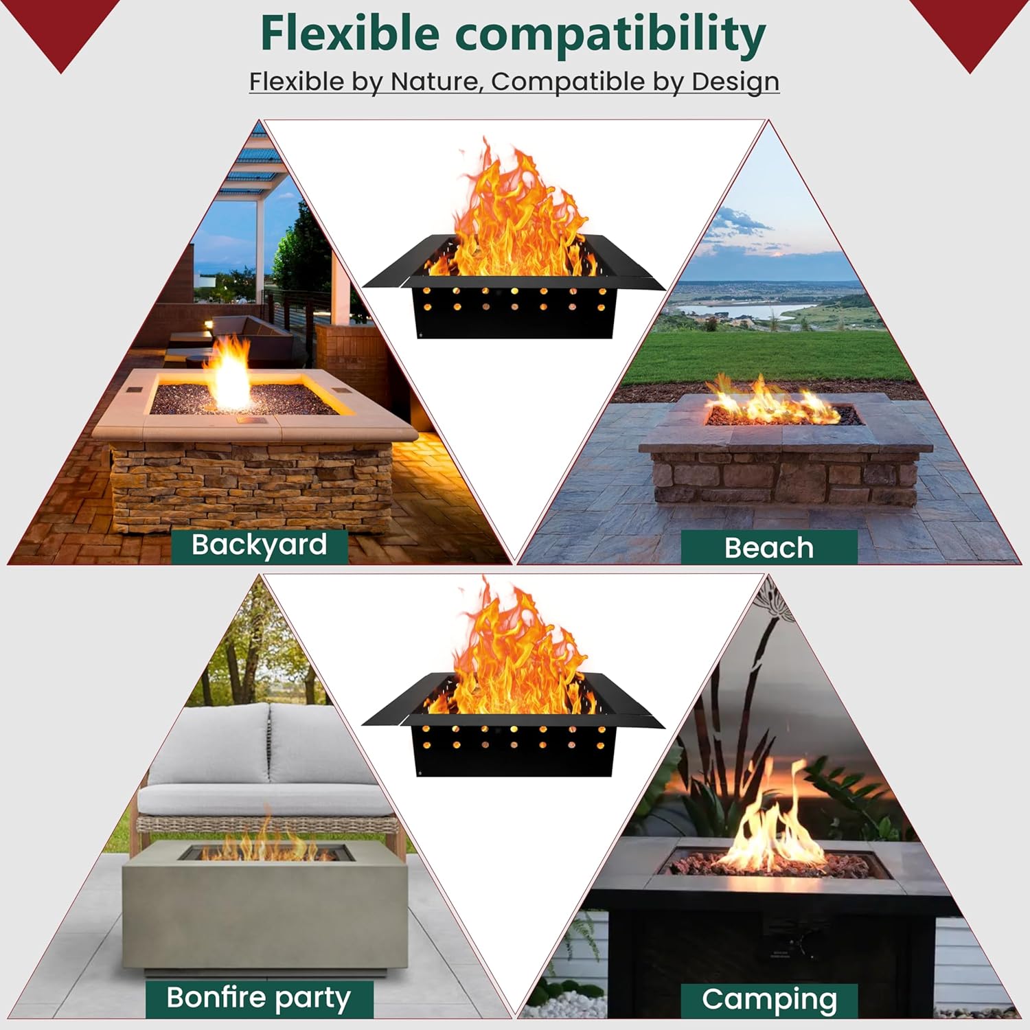 FEBTECH Smokeless Fire Pit Insert - 32" X 24" Carbon Steel Portable Fire Ring Liner - Quick DIY Fire Ring for Outdoor Fire Pits, Camping Bonfires, Backyard & Gatherings