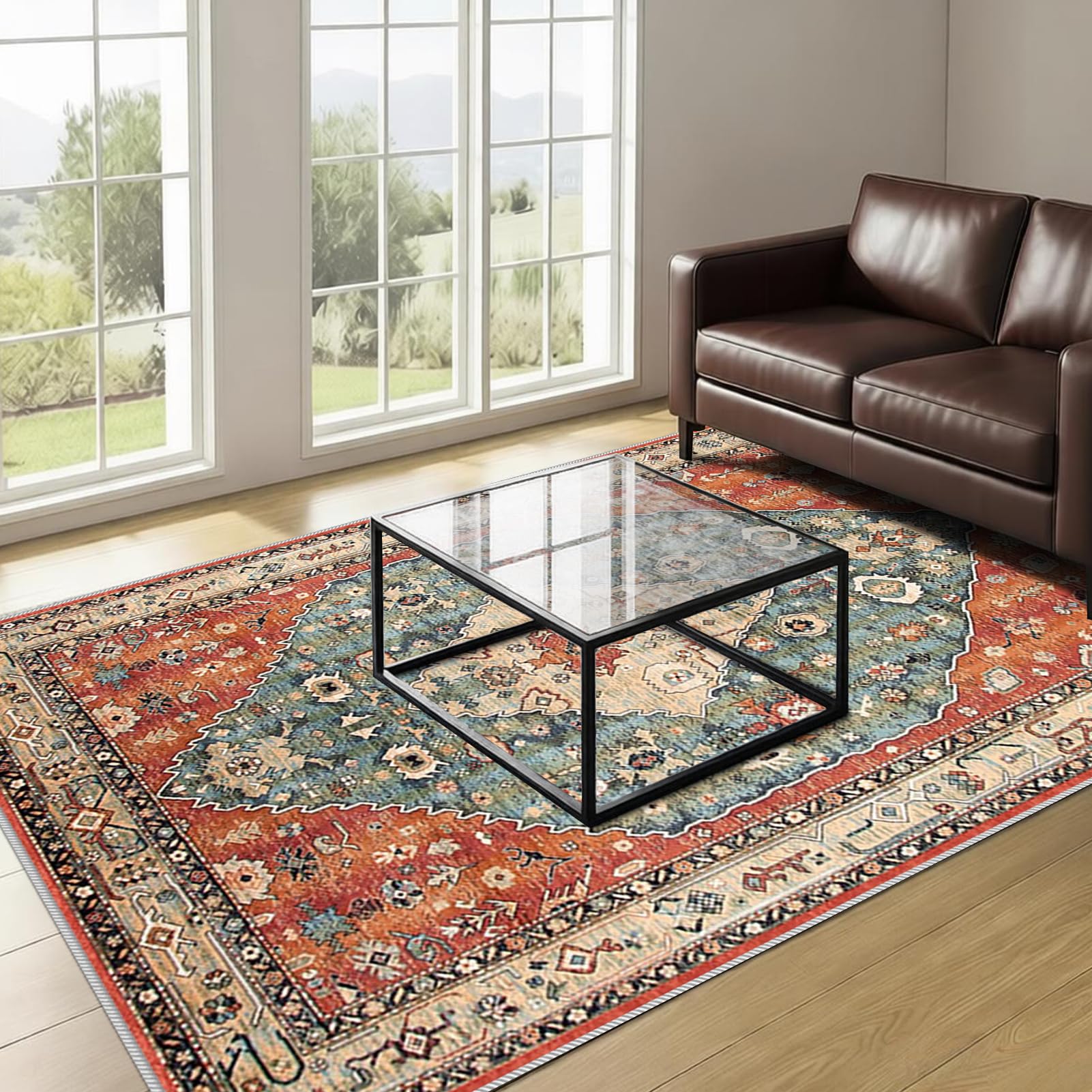 Dywan do salonu z krótkim włosiem, 90 x 140 cm antypoślizgowy dywan do jadalni, dywan do salonu, nadające się do prania, nowoczesny dywan do sypialni, duże dywany do pokoju