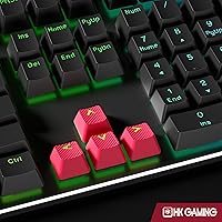 Vista 4 de HK GAMING Juego de teclas dobles retroiluminadas de goma Perfil OEM para teclado mecánico (23 teclas, rojo español)