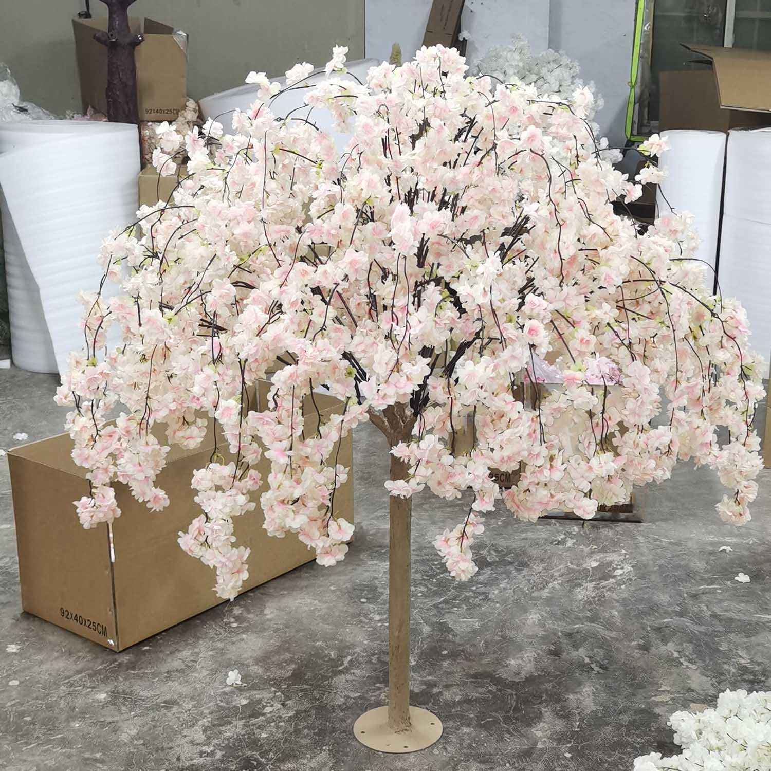 Artificial Cherry Tree Weeping Cherry Tree Pink Cherry Tree with Light Bar for Indoor Outdoor Home Office Party Table Center Wedding 150cm/5ft