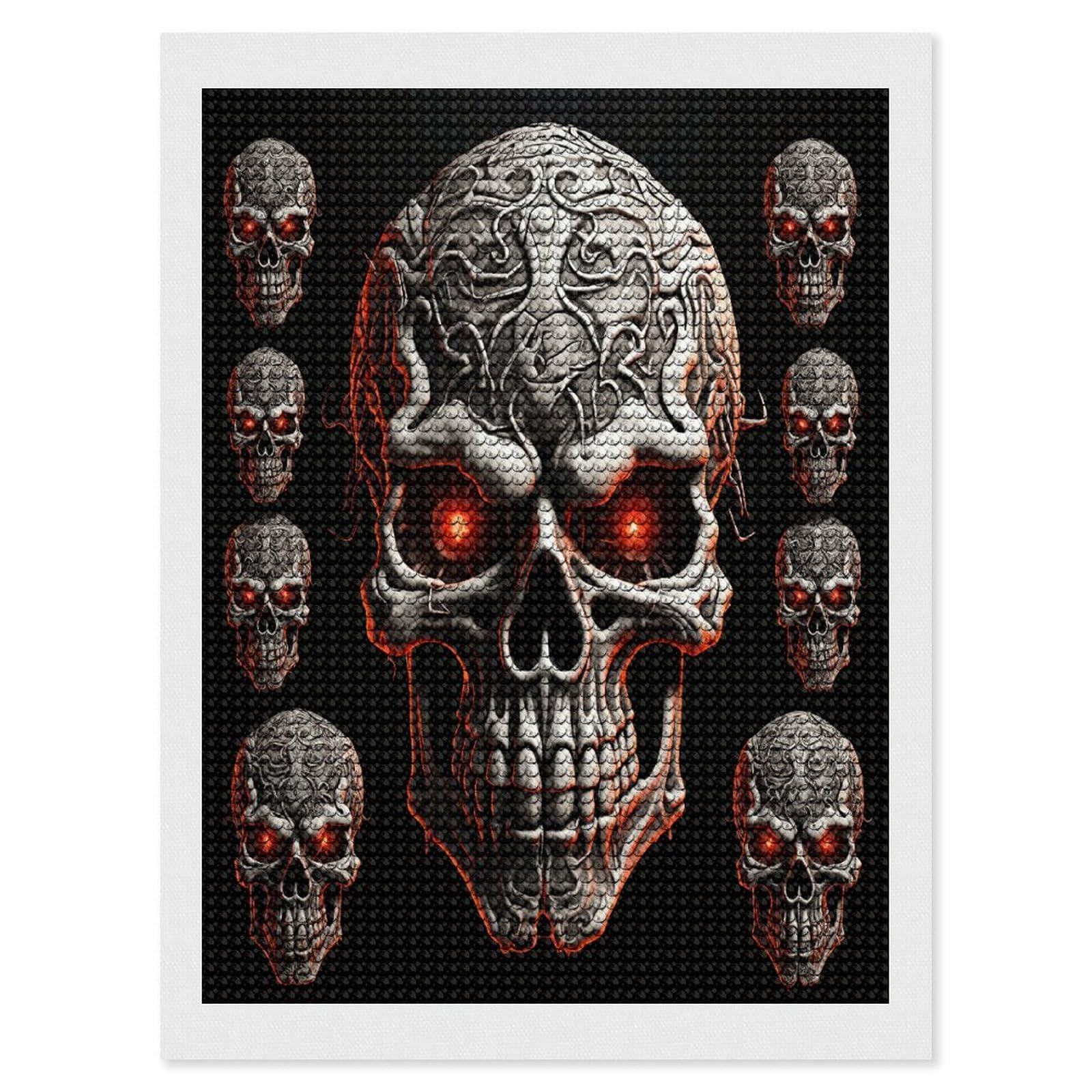 FekiLoot Evil Skull Paint by Numbers Kit for Adults Beginner DIY Diamond Dots Paintings Round Full Drill Diamond Art Kits Picture Diamond Art Painting Kits for Home Decor 12"x16"