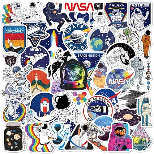 50 calcomanías espaciales de la NASA, calcomanías de astronauta para botella de agua, álbum de recortes, Kindle, laptop, computadora, teléfono,