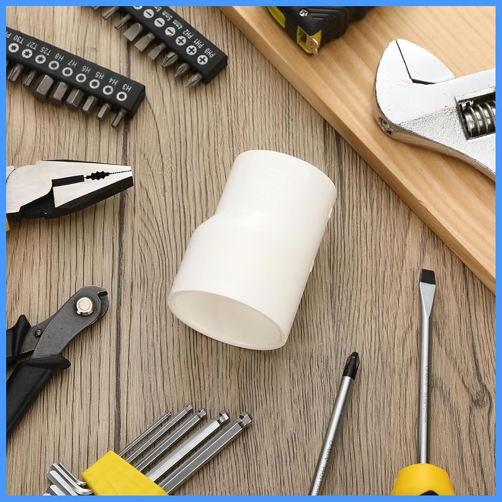 Pushglossy 1-1/2'' X 1-1/4'' PVC Pipe Fitting Schedule 40 Compatible with 429-E Series Eccentric Reducer Coupling Suitable for High-flow Capacity, Plumbing, Irrigation, Pool, Spa, White