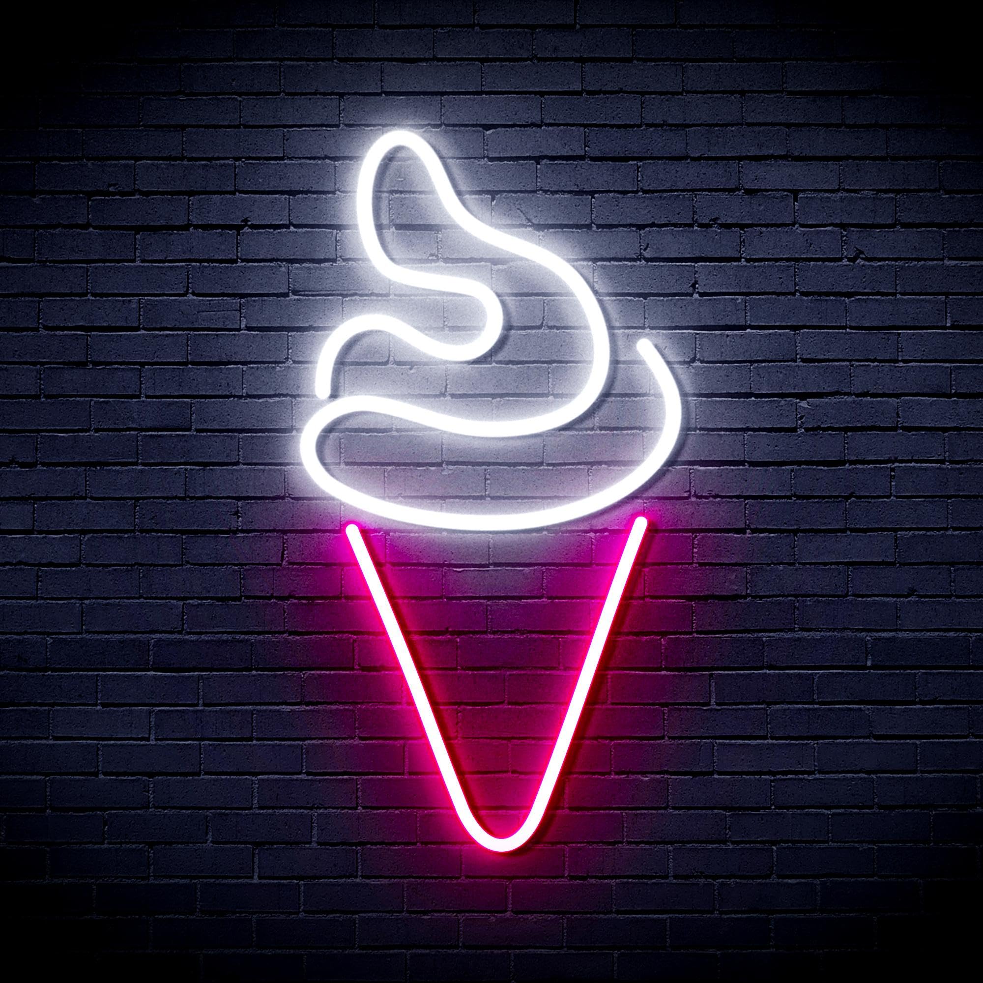 ADVPRO Ice-Cream Flex Silicone LED Neon Sign - White & Pink - st16s64-fnu0039-wk