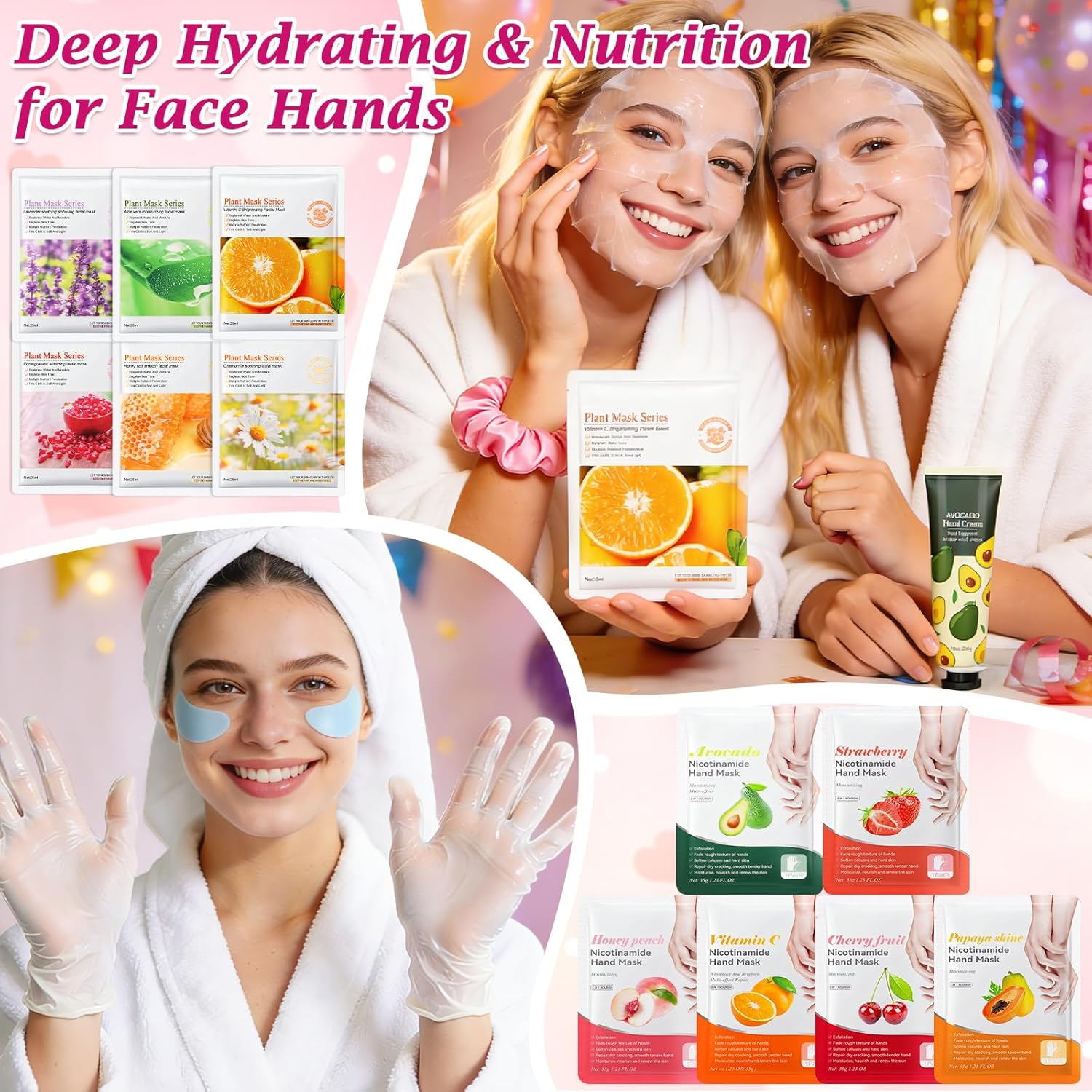 Spa Party Supplies for Girls- 66PCS Women Spa Party Favors with Face Hand Mask, Hand Cream, Lip Balm, Bath Bomb, Lip Mask, Under Eye Patches, Compressed Towels- Spa Birthday Sleepover Party Supplies