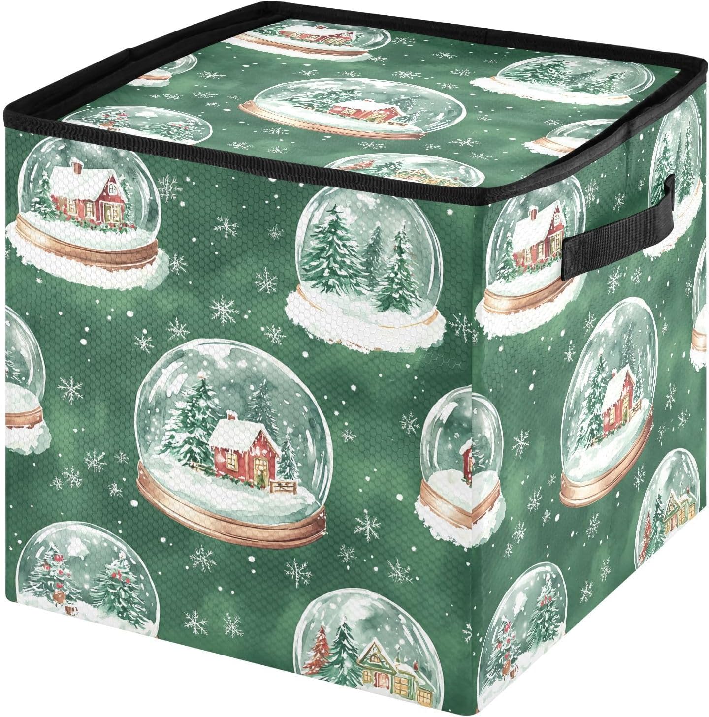 Snow Globe Christmas Ornament Storage Box with Adjustable Dividers Stores up to 64-3 Inch Holiday Ornaments, 13 x 13 Inch Xmas Storage Containers