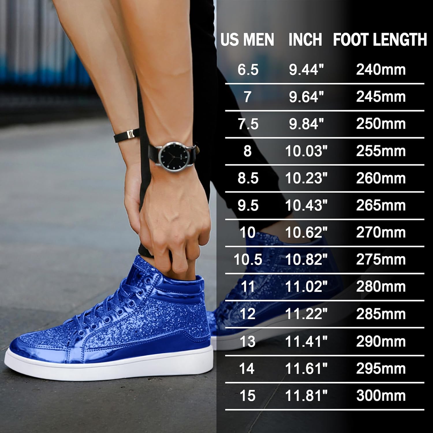 IGxx Glitter White Shoes for Men Fashion High Top Casual Sequin Sparkly Sneakers Men's Bling Shiny - Image 6