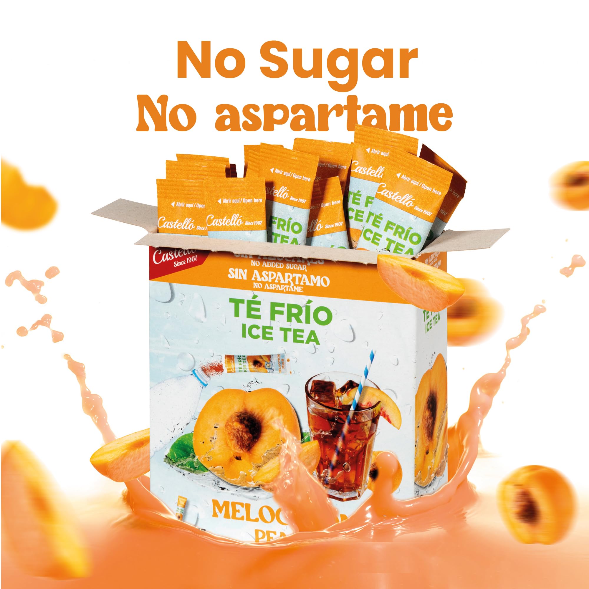 Castello Té Frío Zero Instantáneo Melocotón 15 Sobres 0 Calorías 0 Azúcar