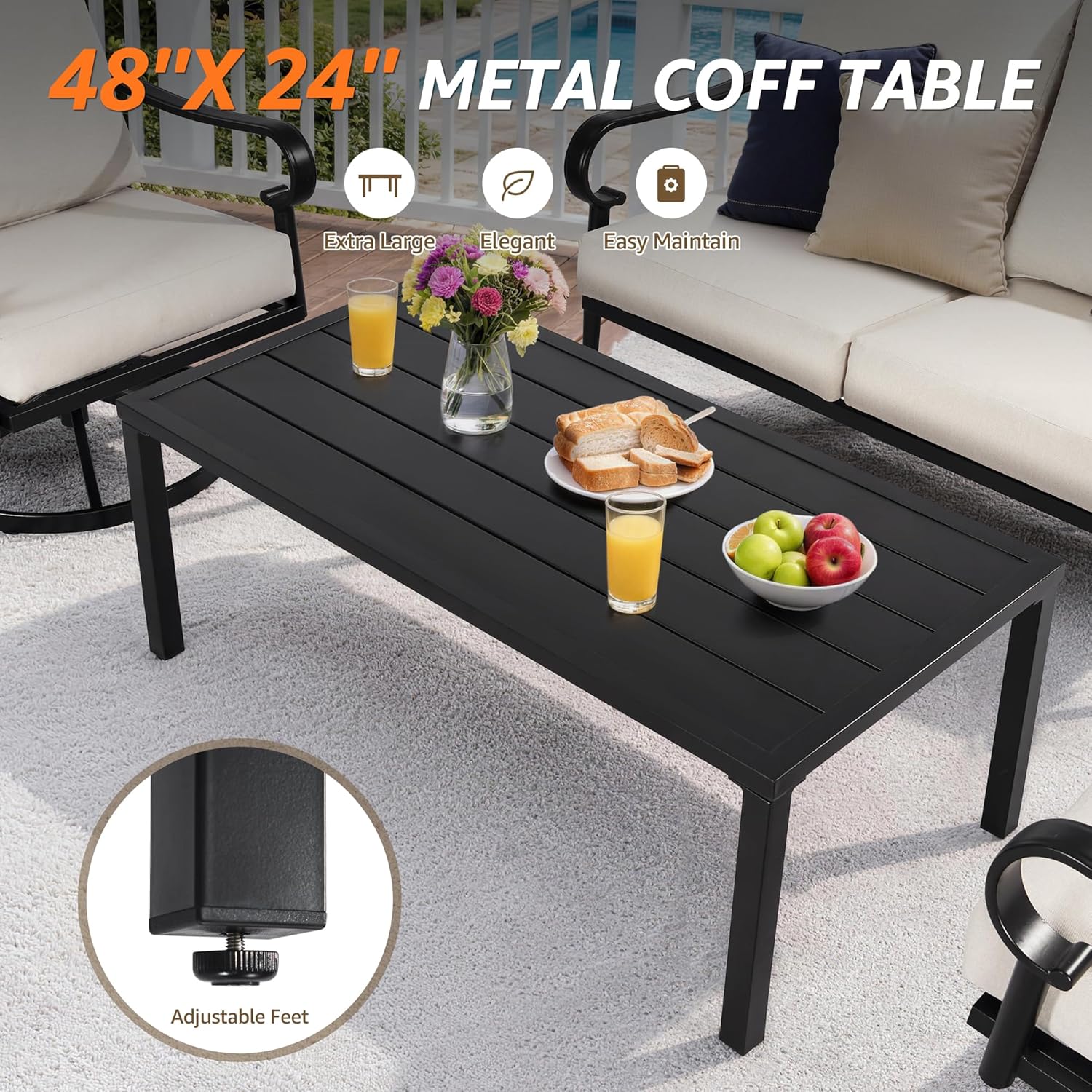 NATURAL EXPRESSIONS 4 Piece Patio Furniture Set, Vintage Metal Outdoor Conversation Set with High Back Swivel Rocking Chairs, 5.5" Thick Cushions for Balcony, Porch