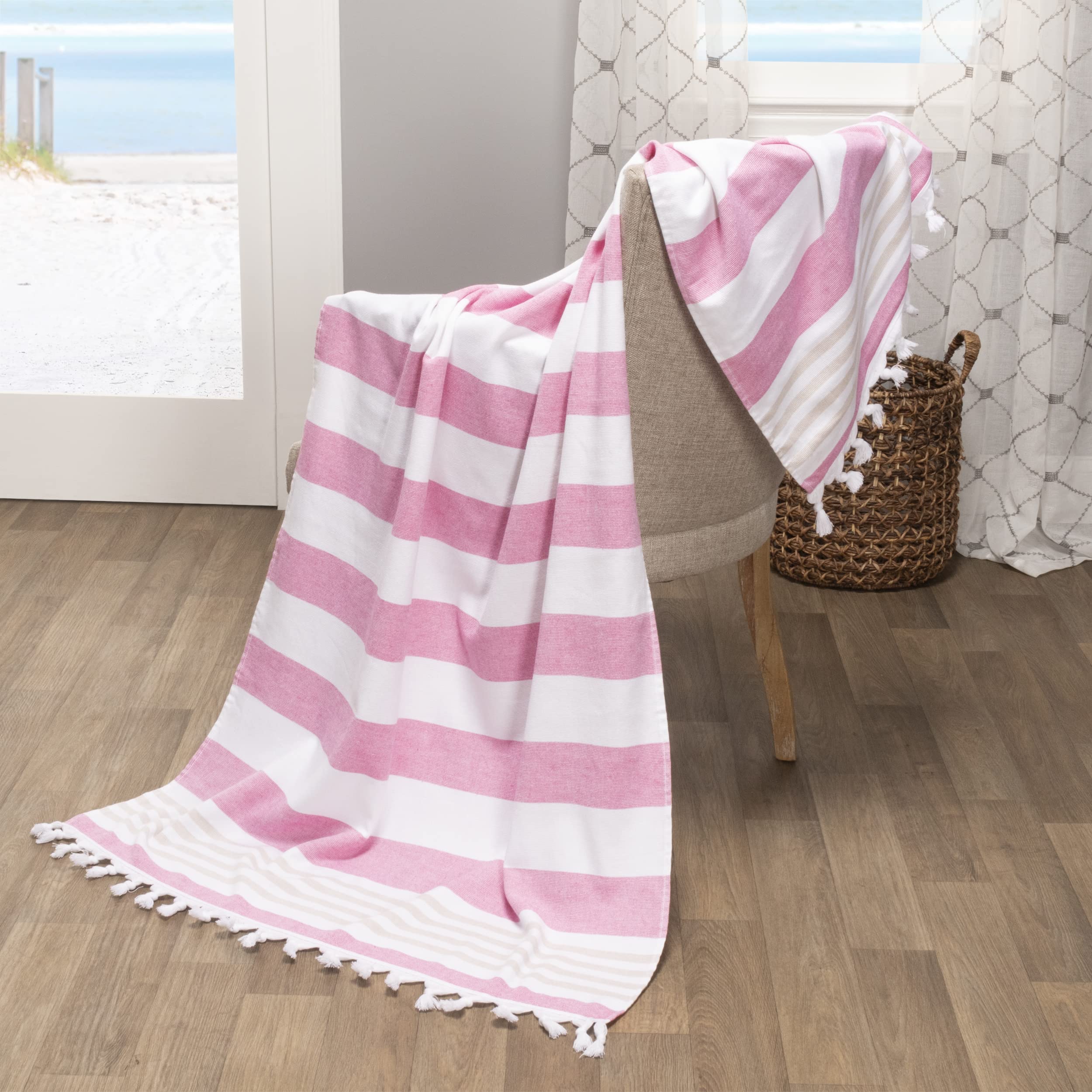 Superior Serviette de Plage surdimensionnée, Coton, Cerise, 89,9 x 172,7 cm
