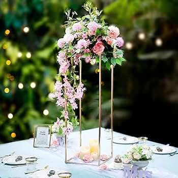 Amazon.com: Nuptio 10 Pcs Gold Vase Metal Column Stand Road