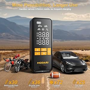 MODARI Tire Inflator Portable Air Compressor, 5X Faster 160 PSI Portable Tire Inflator for Car with Carrying Case, Built-in Magnetic Storage, Auto Shut-Off Cordless Air Pump for Car Tires, SUV, Truck