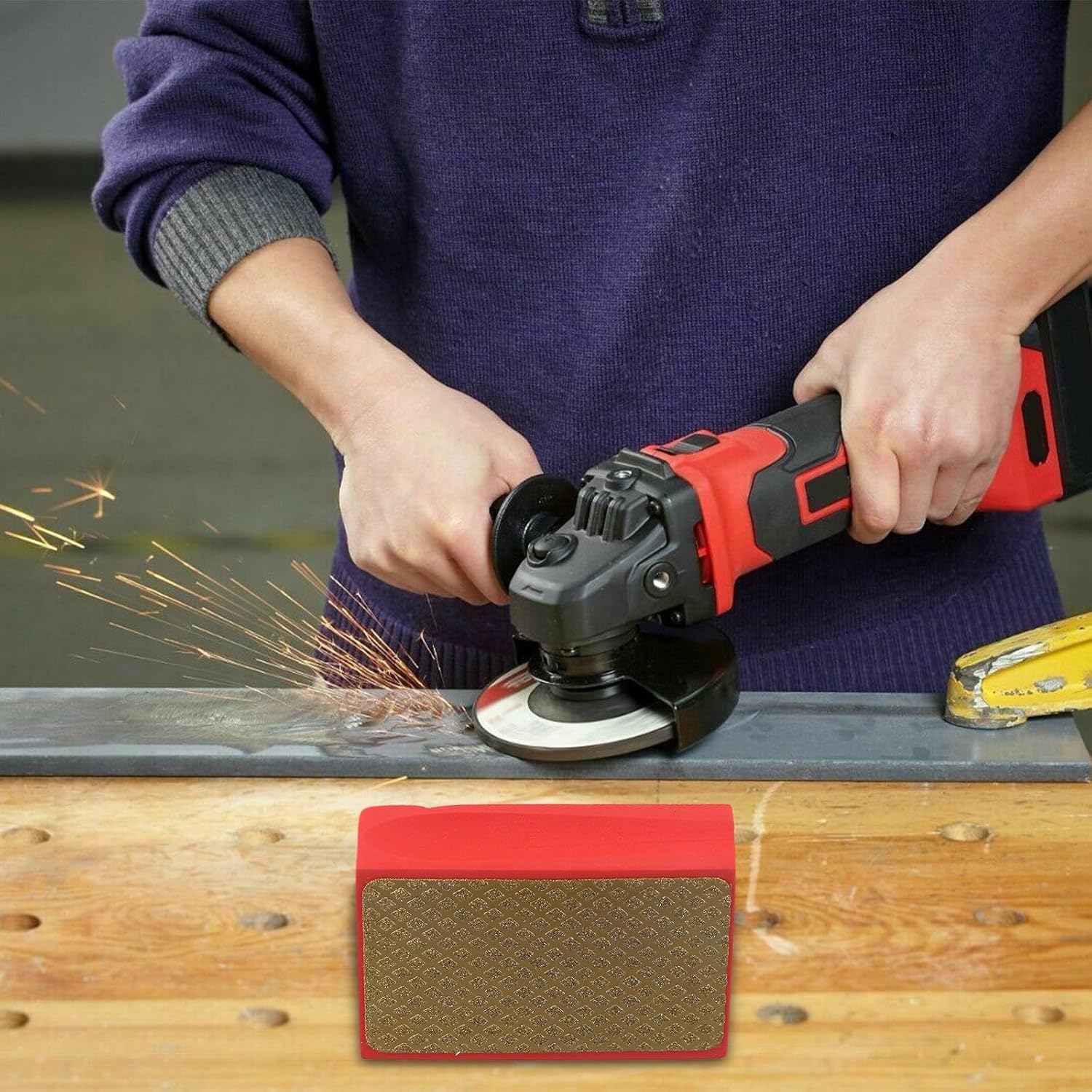 Emery Hand Polishing Block 95x60x27mm Tile Glass Marble Sanding Grinding Pad with 60-400 Grit Options DIY and Professional Use(60Grit)