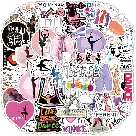 100PCS Dancing Stickers,Water Bottles Laptop Car Decal - Perfect Dancer Gifts for Girls and Teenagers