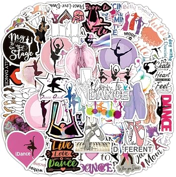 SBOBUY 100PCS Dancing Stickers,Water Bottles Laptop Car Decal - Perfect Dancer Gifts Dance Decals, Dance Party Favors Dancing